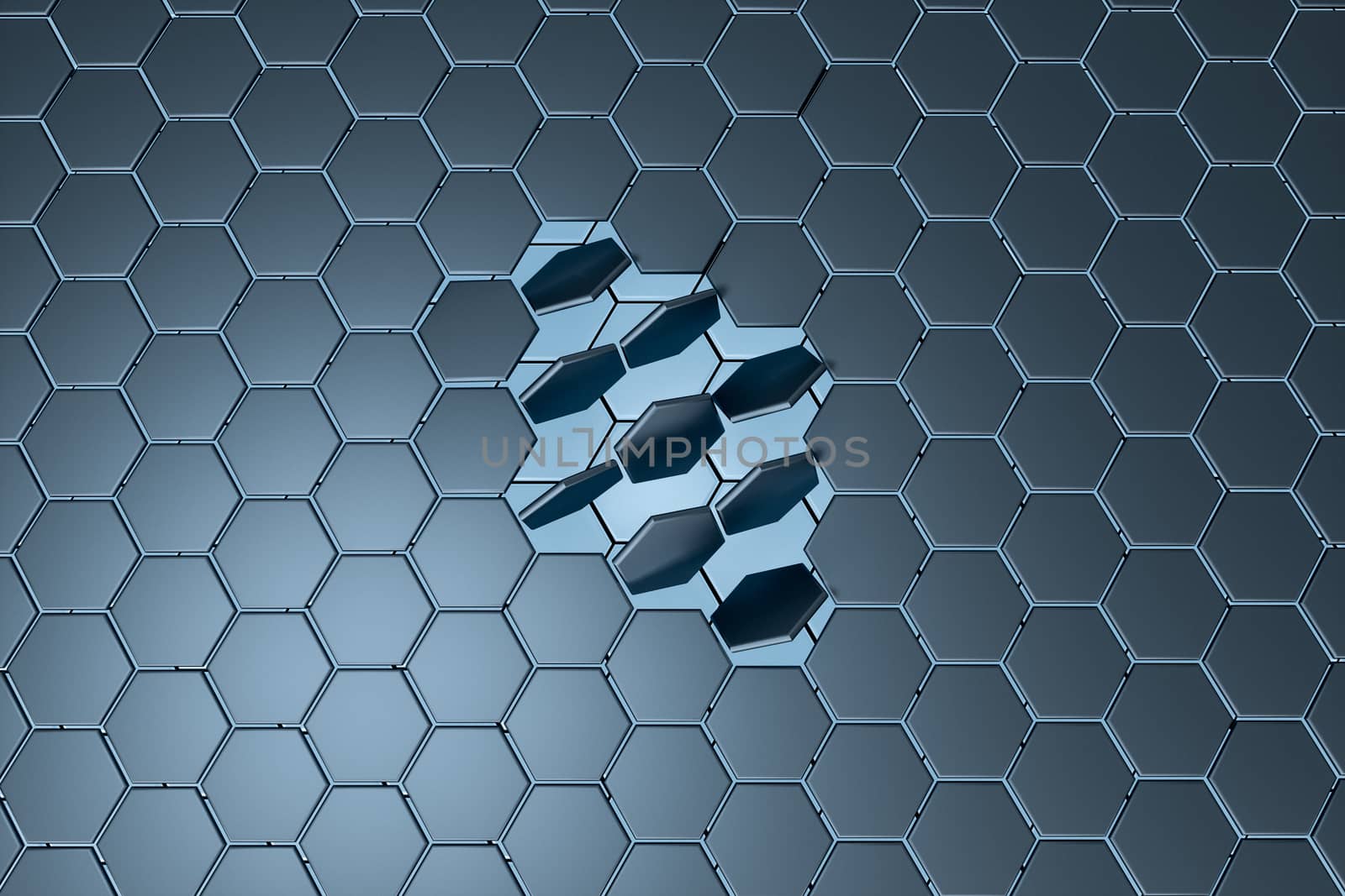 3d rendering, black hexagon cube, Computer digital drawing by vinkfan