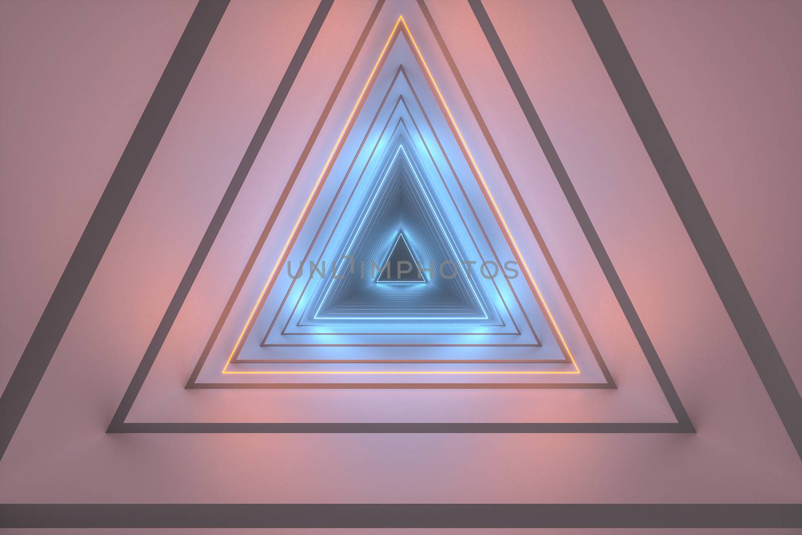Computer digital drawing, white background, triangle tunnel