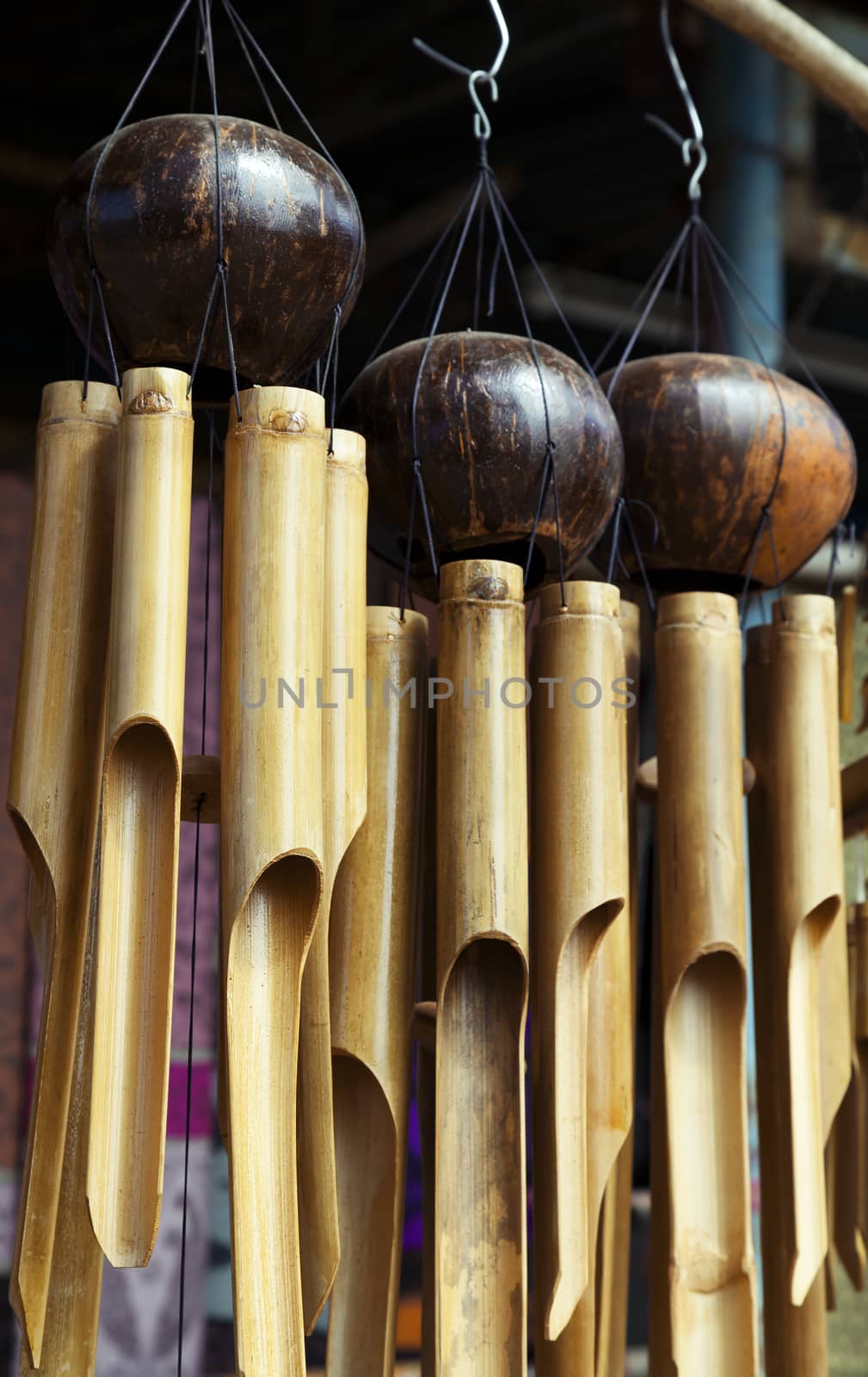 Bamboo wind chimes in a Vietnamese shop