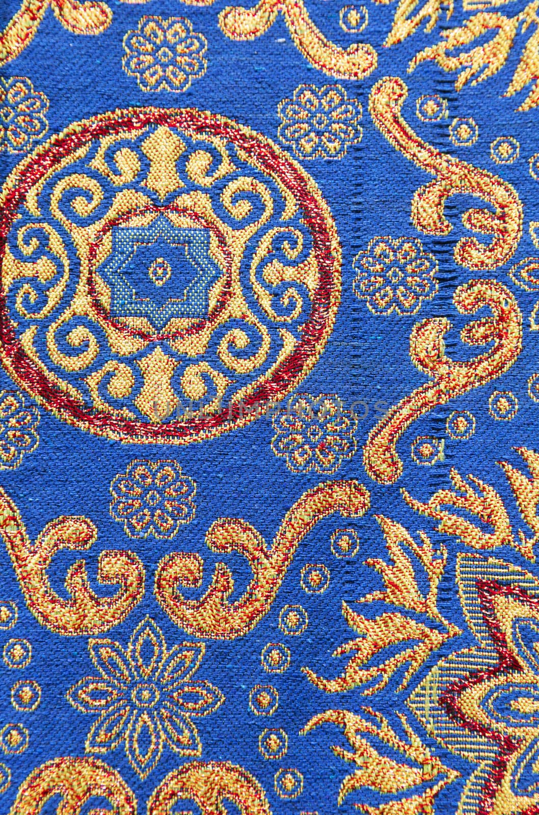 Close-up of traditional colorful vietnamese textile scarf