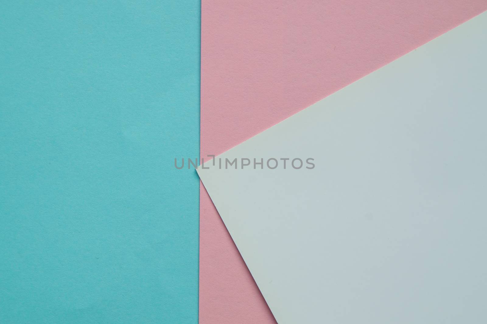 Blue, pink and white color paper geometric flat lay three background next.