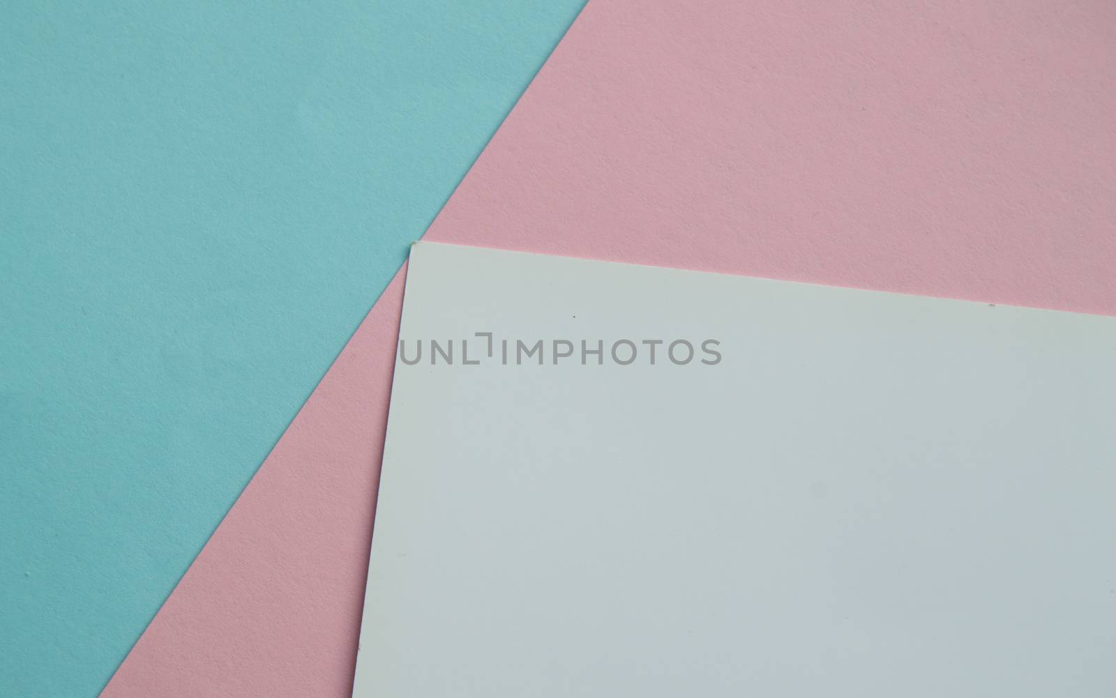 Blue, pink and white color paper geometric flat lay three background next.