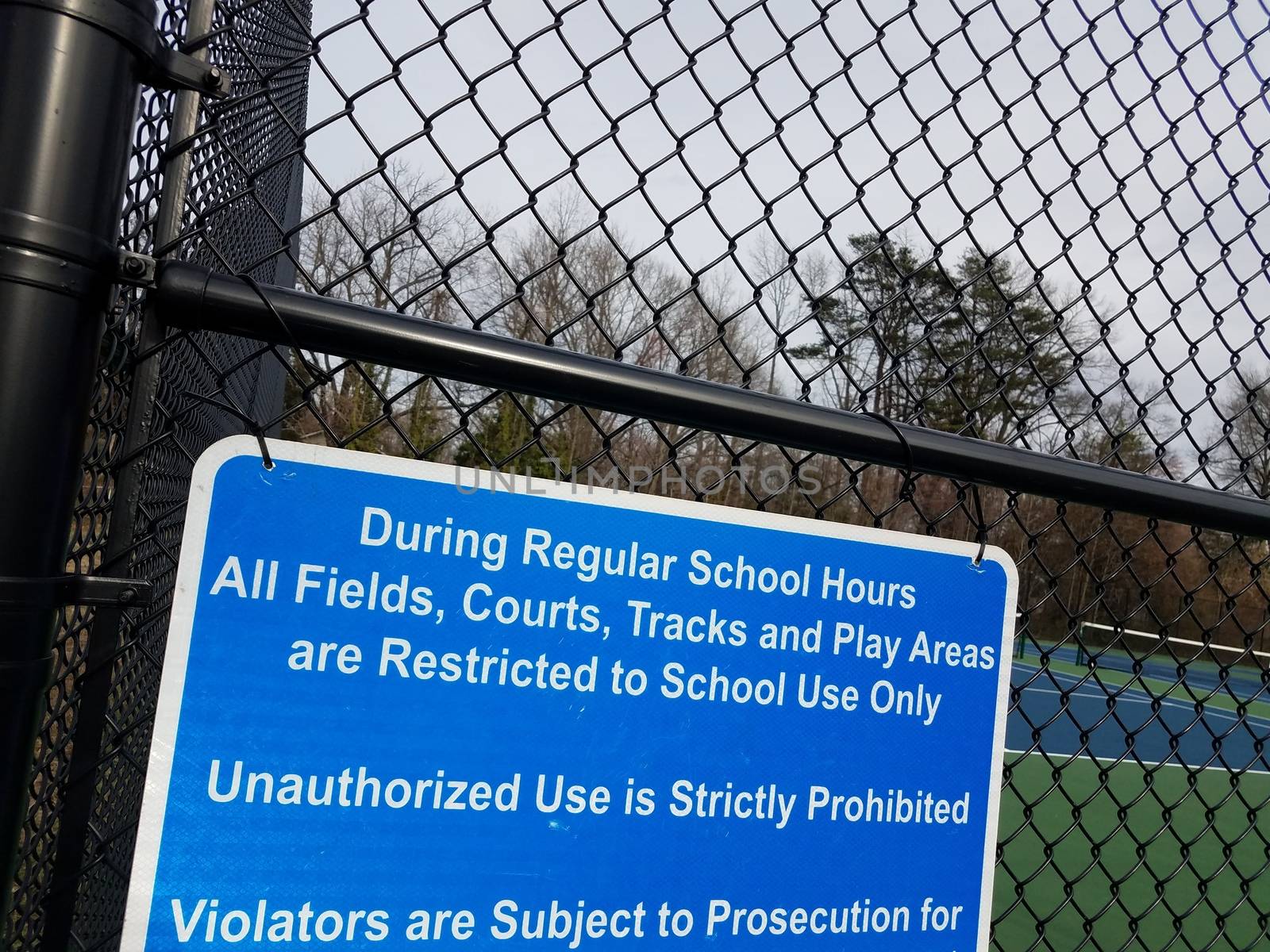 blue during regular school hours courts restricted to school use only warning