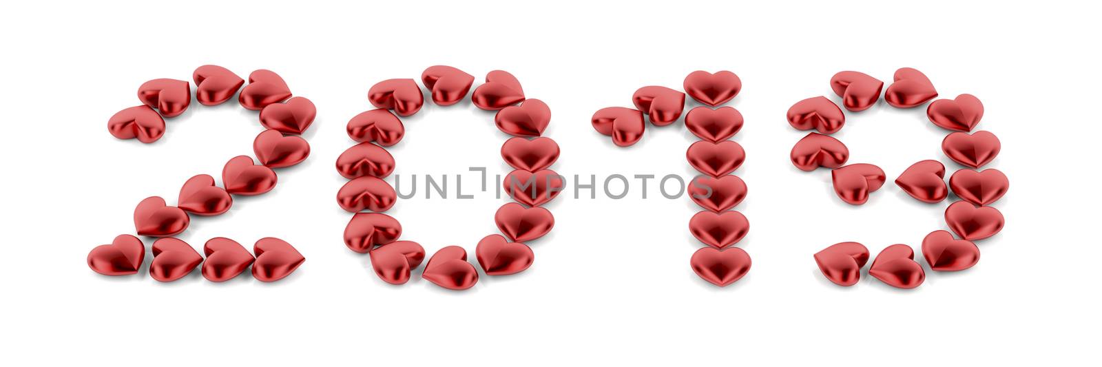 Happy new year 2019 with red hearts by magraphics