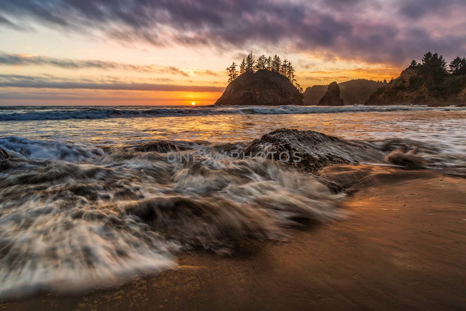 Sunset at a Rocky Beach in Trinidad, California by backyard_photography