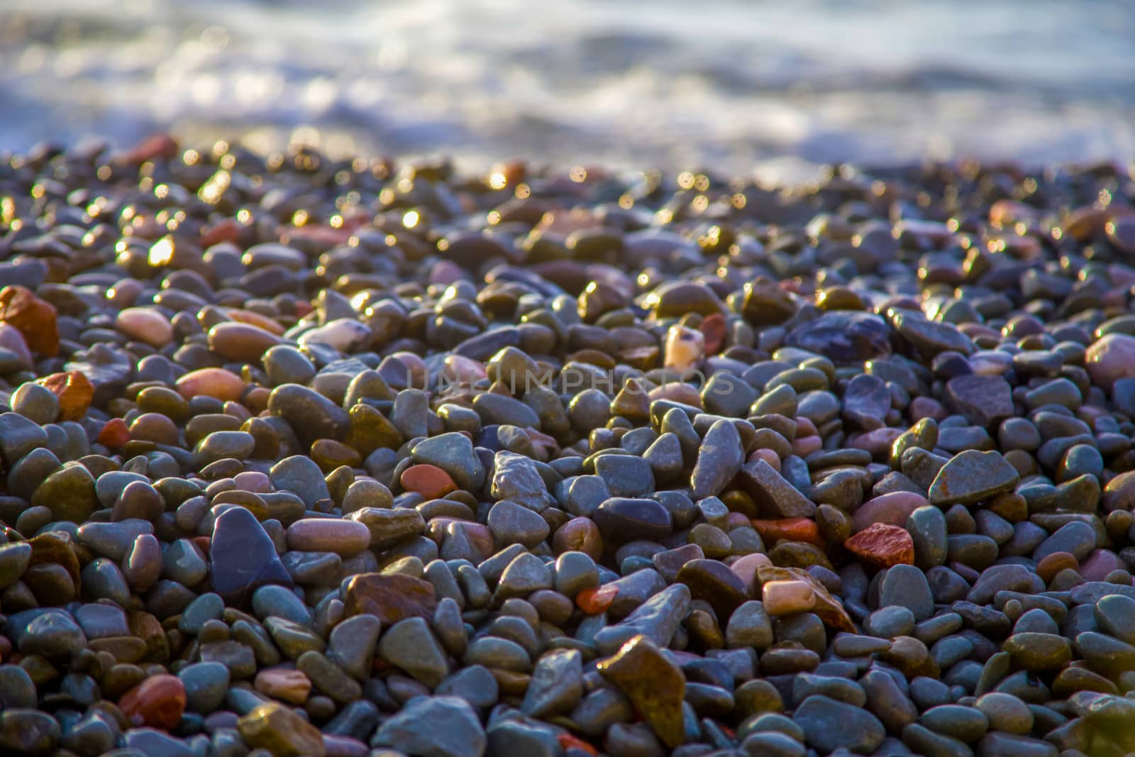 Sea pebble, stones background, beach rocks by Anelik