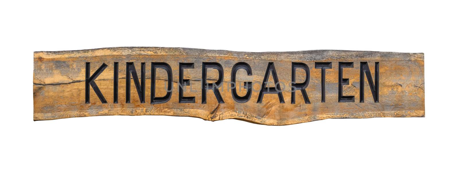 Isolated Rustic Wooden Sign For A Kindergarten