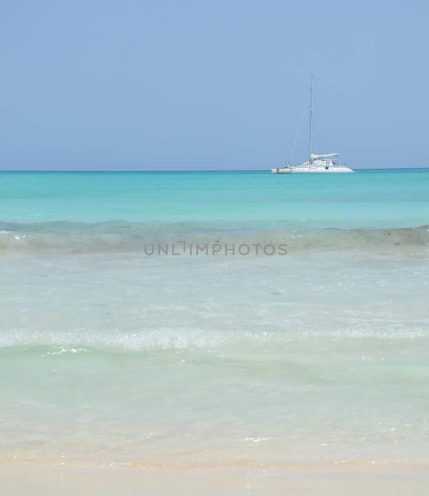 White yacht in the sea on a Sunny day by claire_lucia