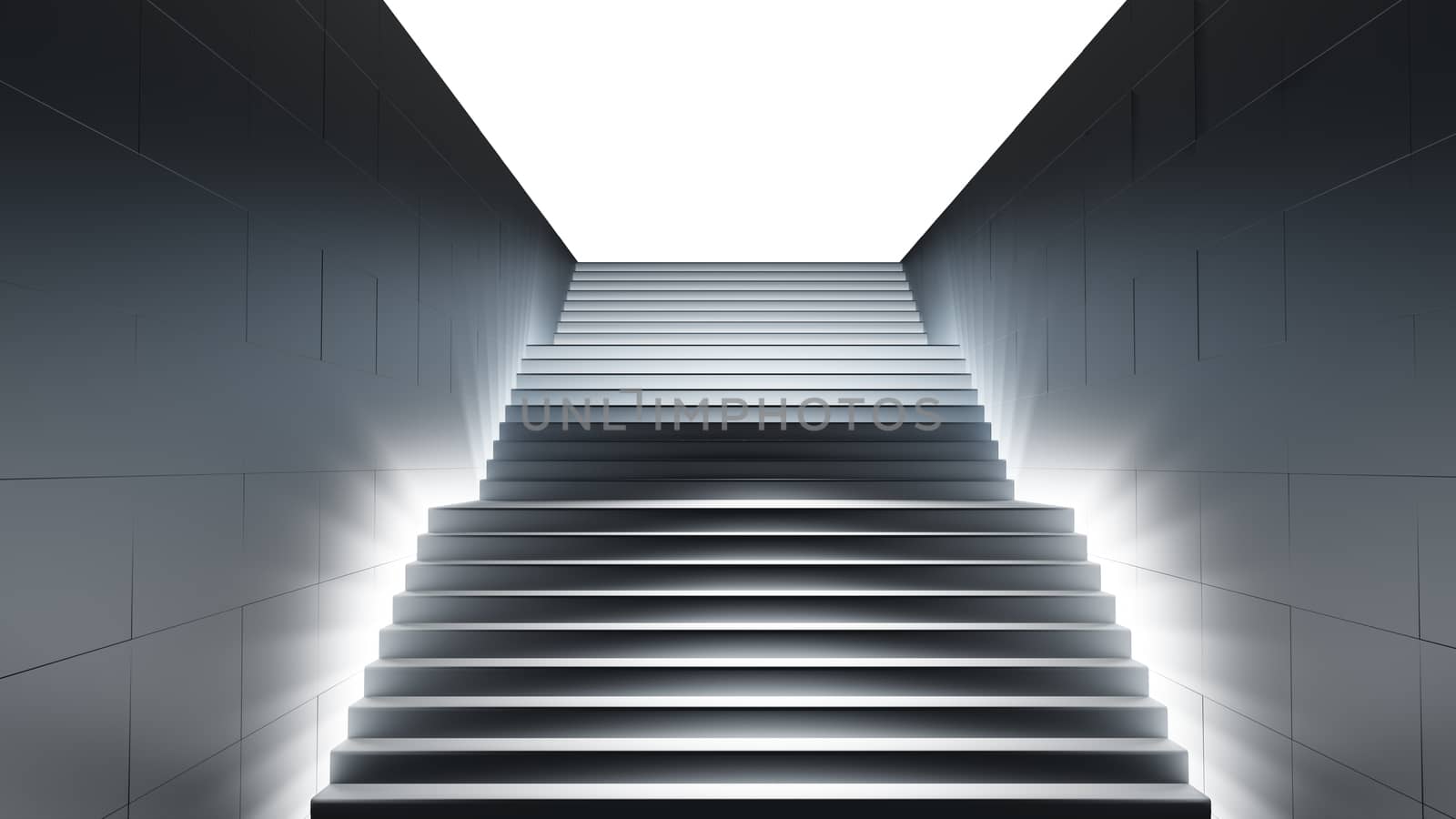 Dark stair with light. 3D illustration on white background