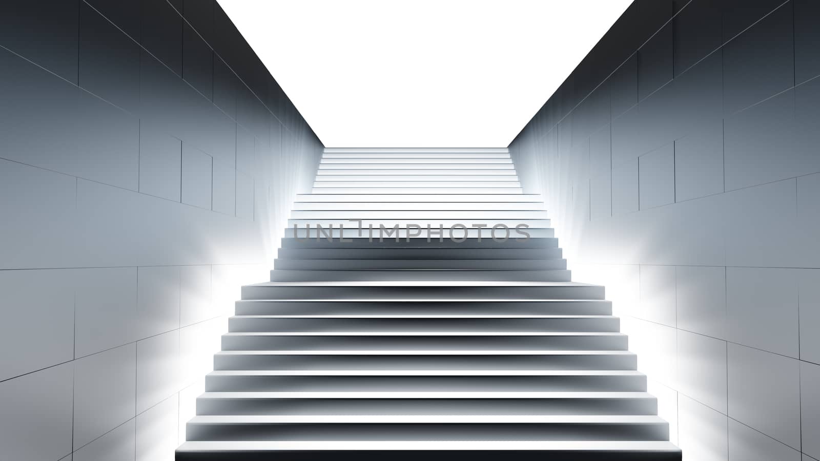 Dark stair with light. 3D illustration on white background