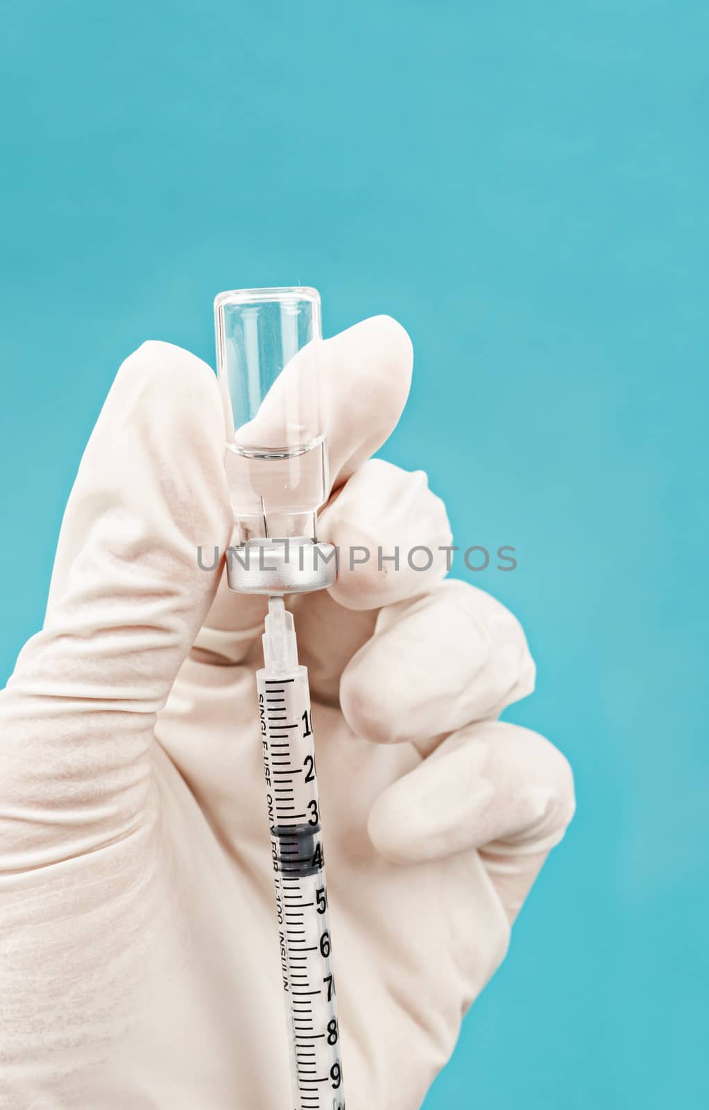 Medical glass vial for vaccination in laboratory. by Gamjai