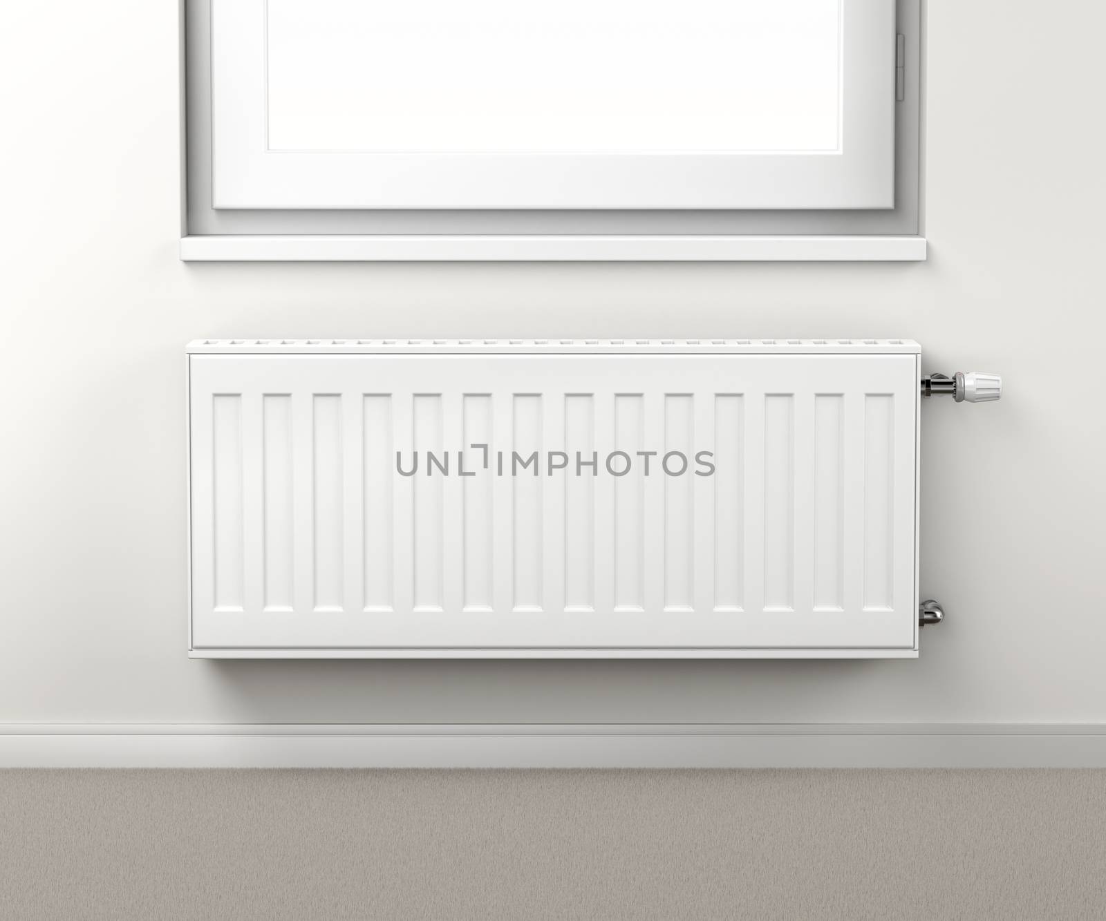 Heating radiator in the room mounted under the window 