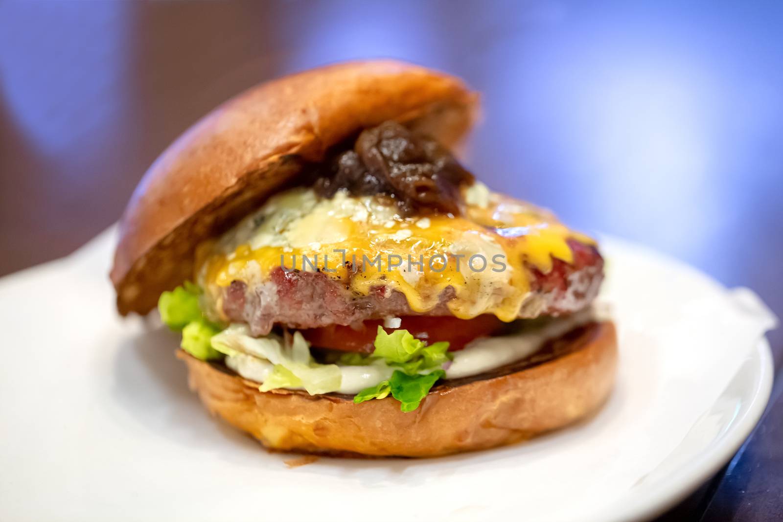 Close up of a juicy burger. by Anelik