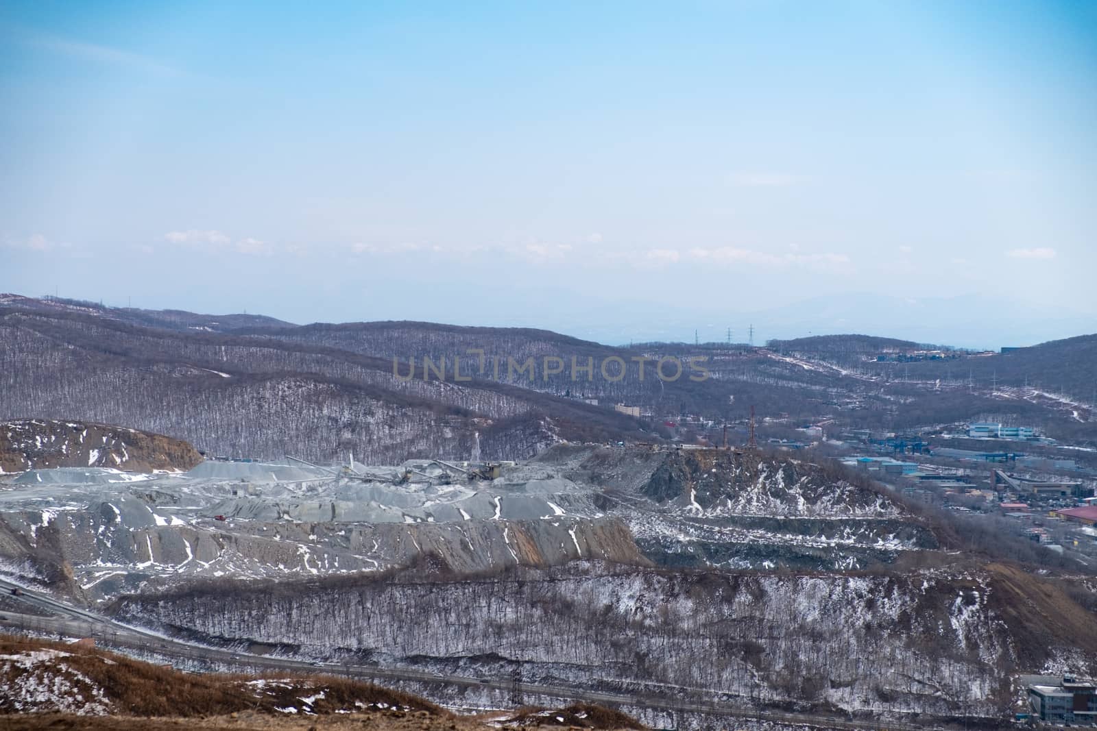 Quarry in the city of Vladivostok. Andesite mining and crushed stone production . by rdv27