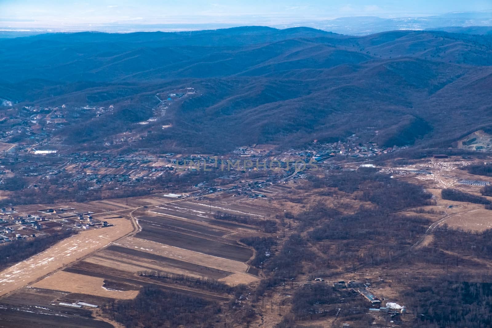 View from the plane on the outskirts of the city of Artem. Primorsky Krai. by rdv27