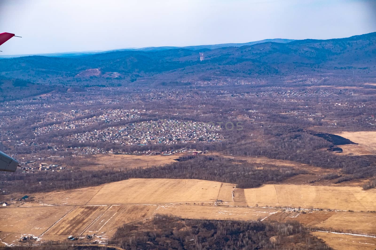 Top view of the spring landscape.