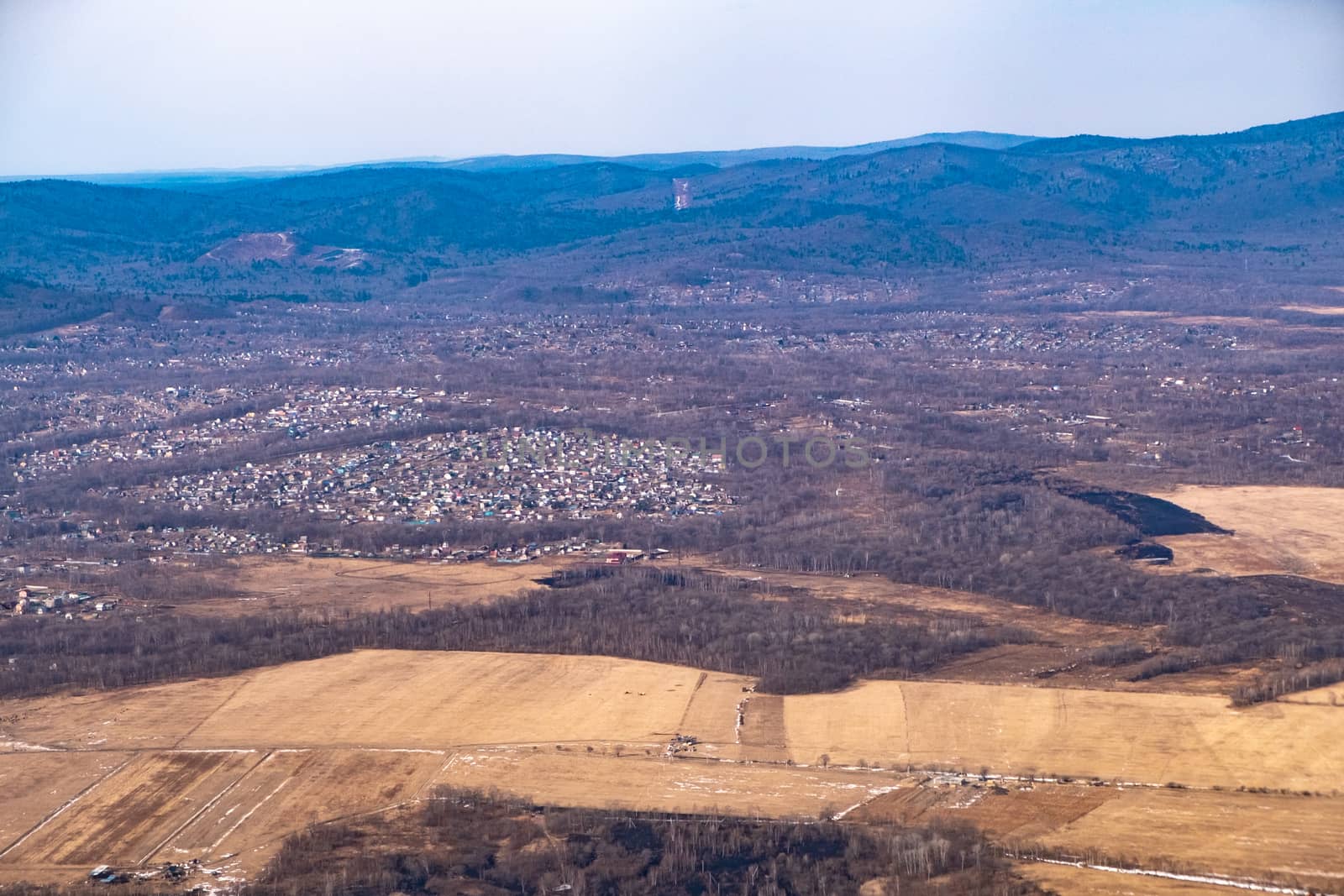 Top view of the spring landscape.