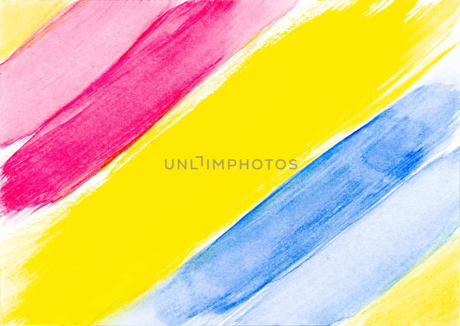 Red yellow and blue abstract watercolor brush stroke on white ba by SaitanSainam