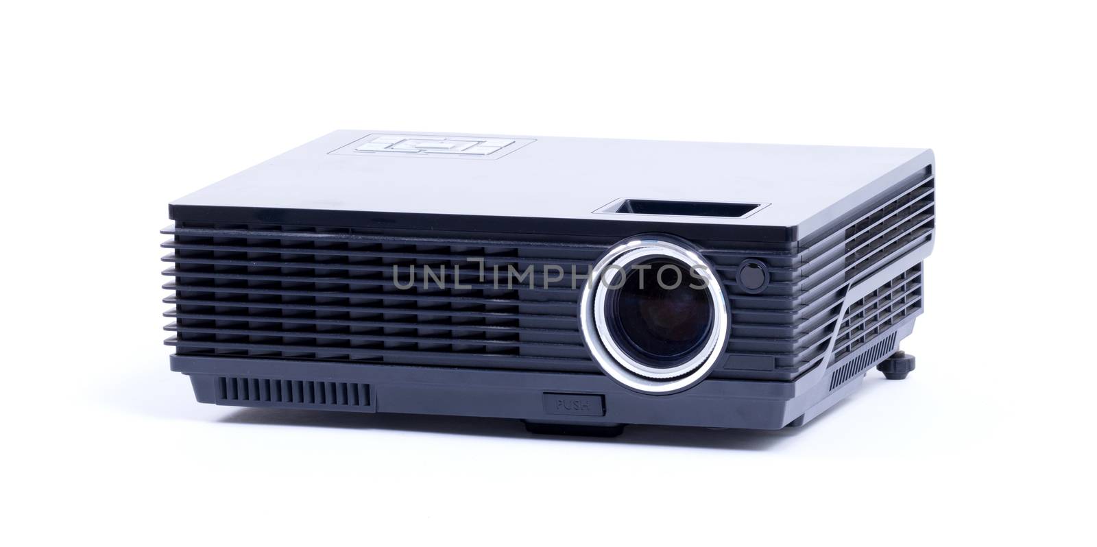 Black home cinema projector, isolated on white by michaklootwijk