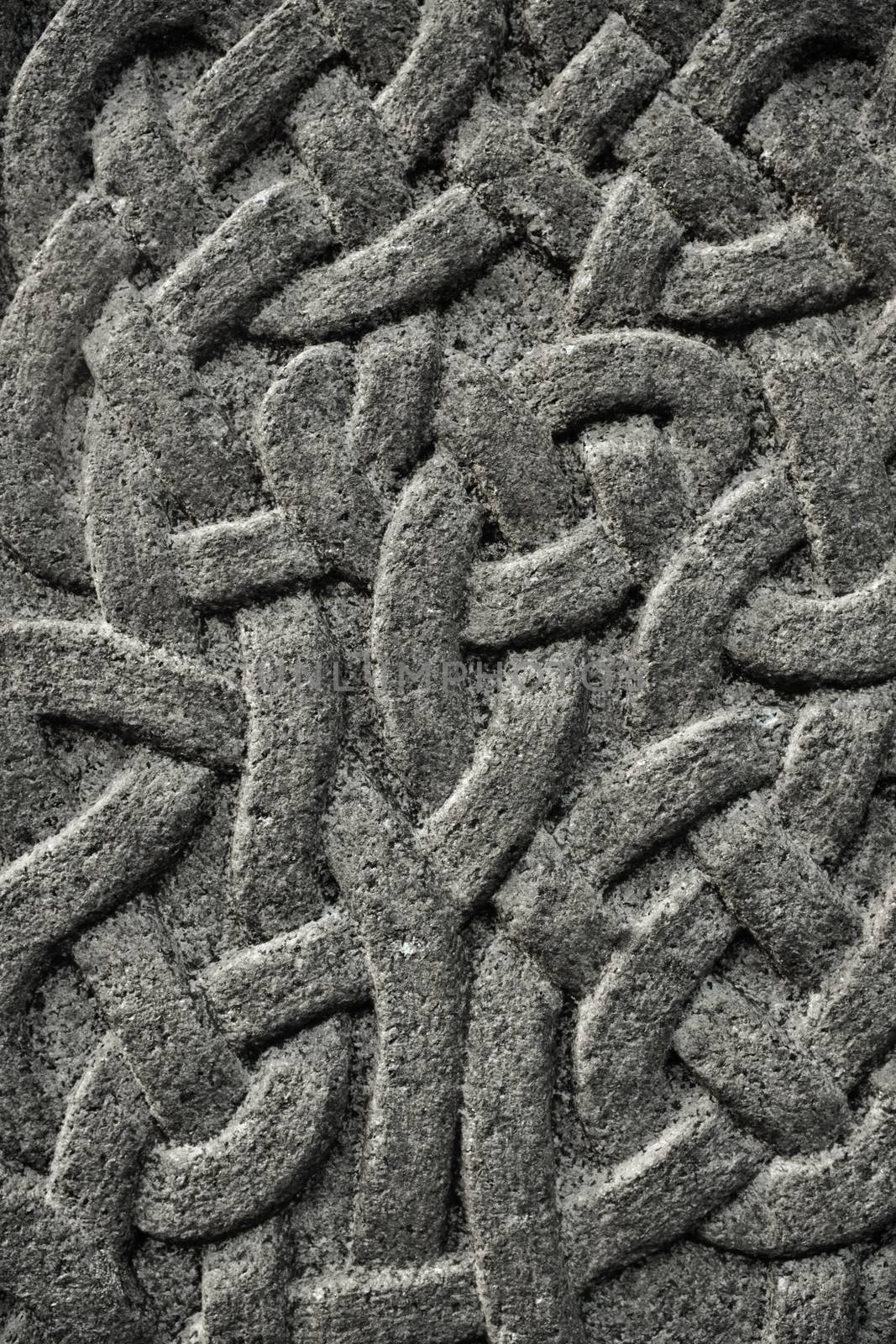 Abstract Background Detail Of A Celtic Knot Pattern In Stone