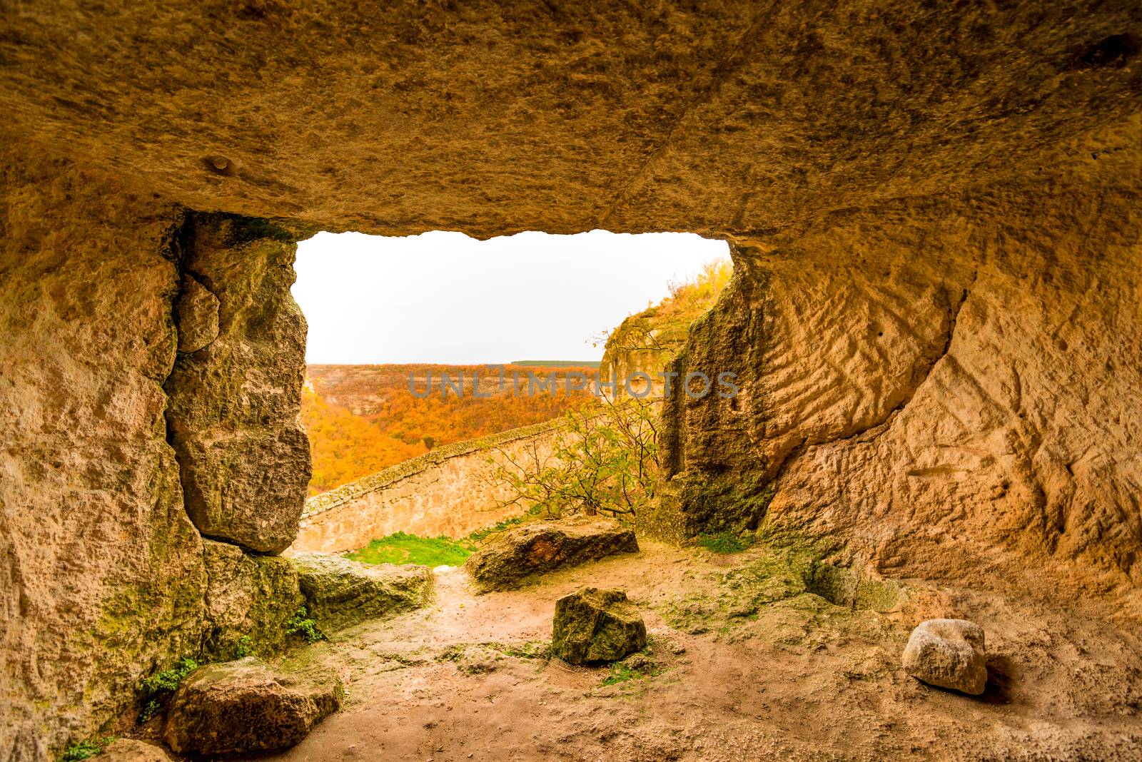 Stone ancient rooms of the cave city of Chufut-Kale, Bakhchisara by kosmsos111