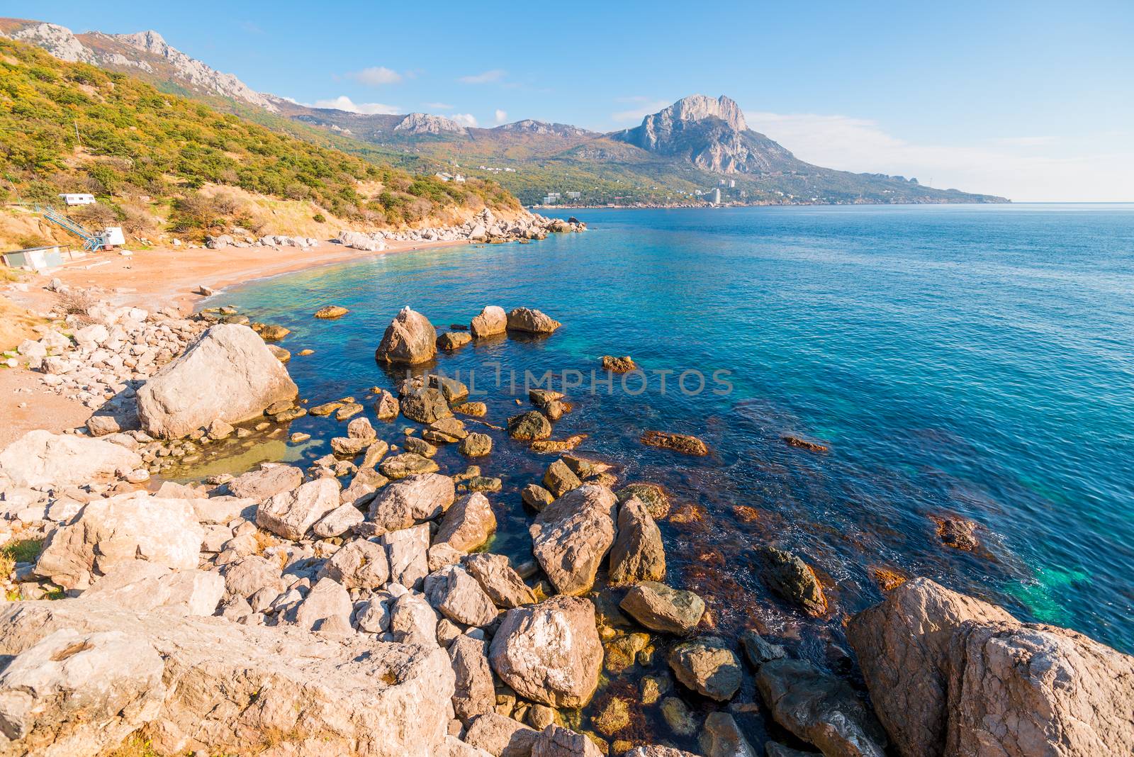 Crimean landscape - Laspi bay, Russia .The scanty shore of the Black Sea.