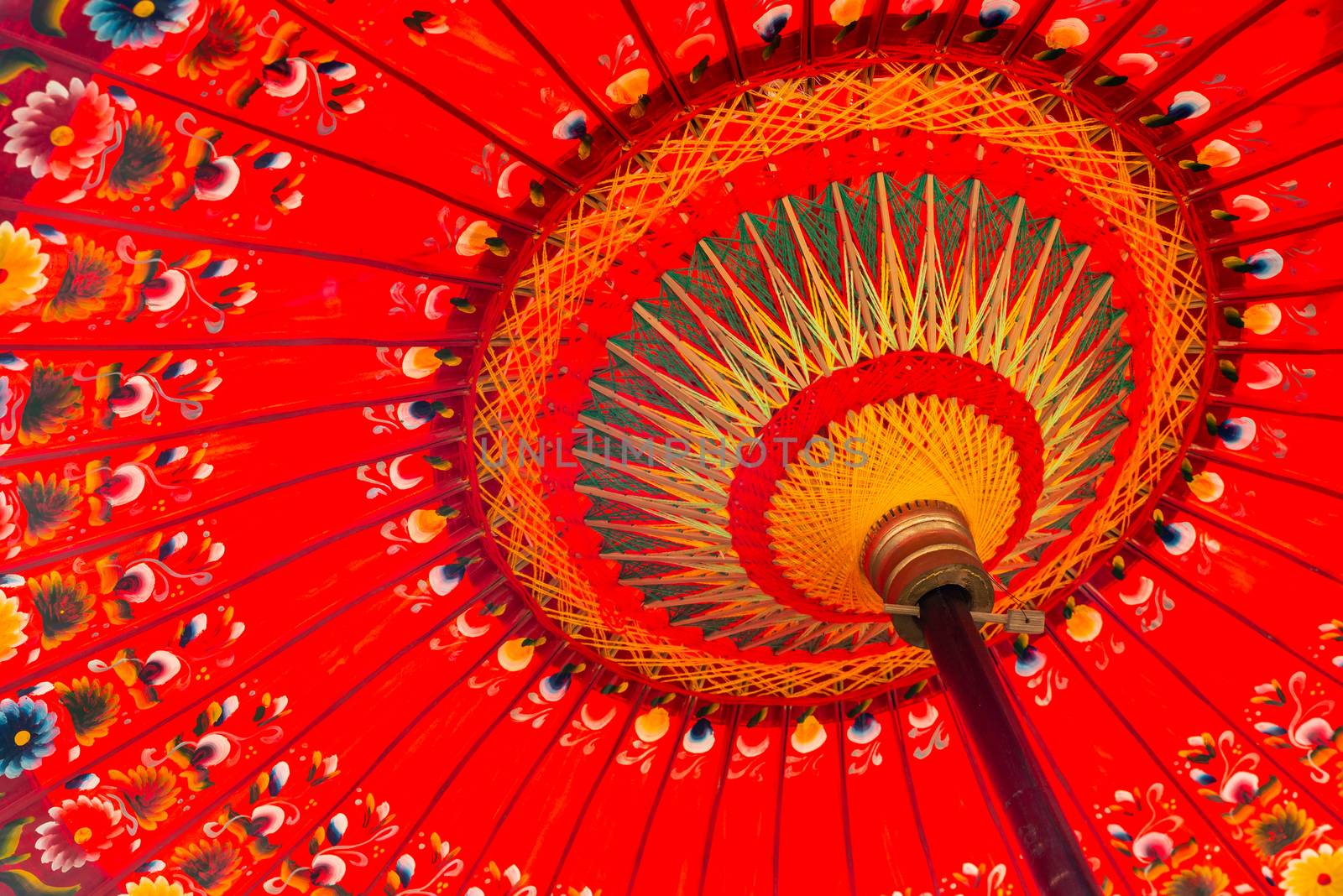 Detail shot of a red umbrella in Bali, Indonesia