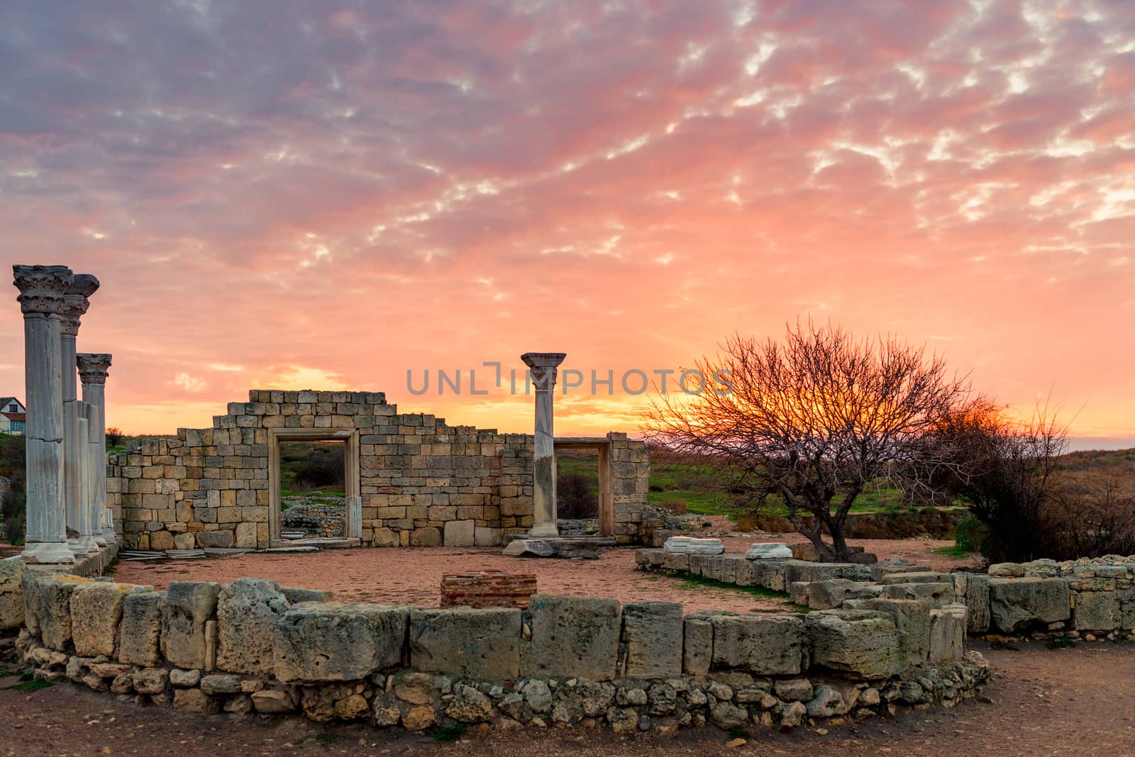 Beautiful landmark of Crimea - Ancient Chersonese, ruins at suns by kosmsos111