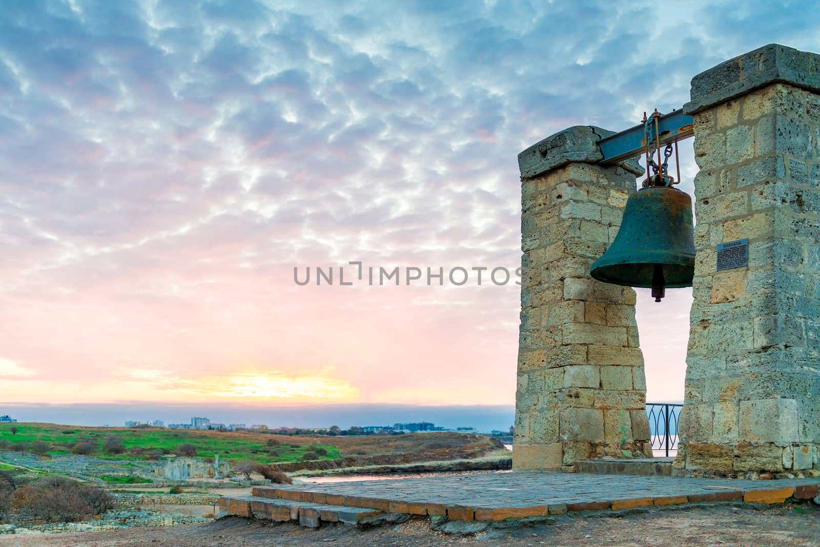 Big bell at sunset, Chersonese in Crimea, Russia