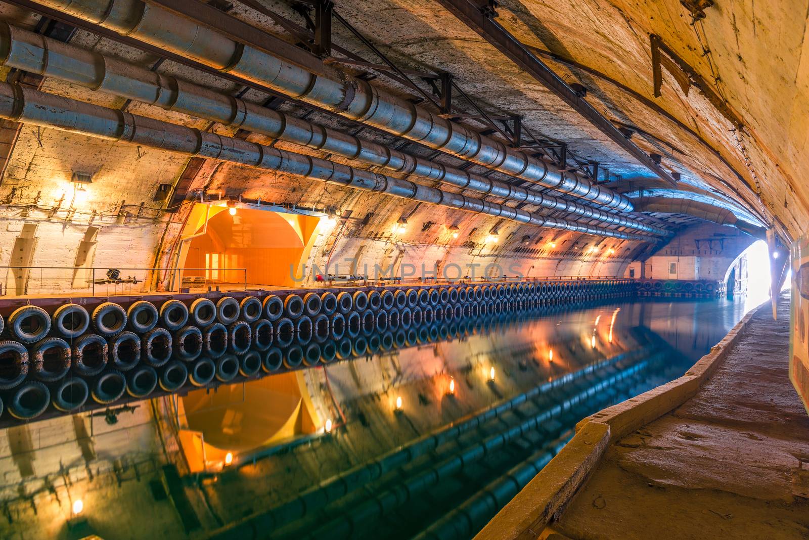 Underground channel for the repair of submarines during the Cold War, Russia, Balaclava