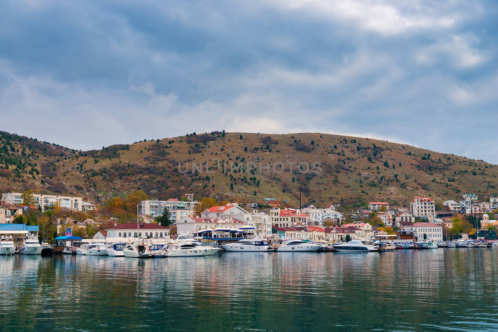 Small yachts in the port of Balaklava in the Crimea