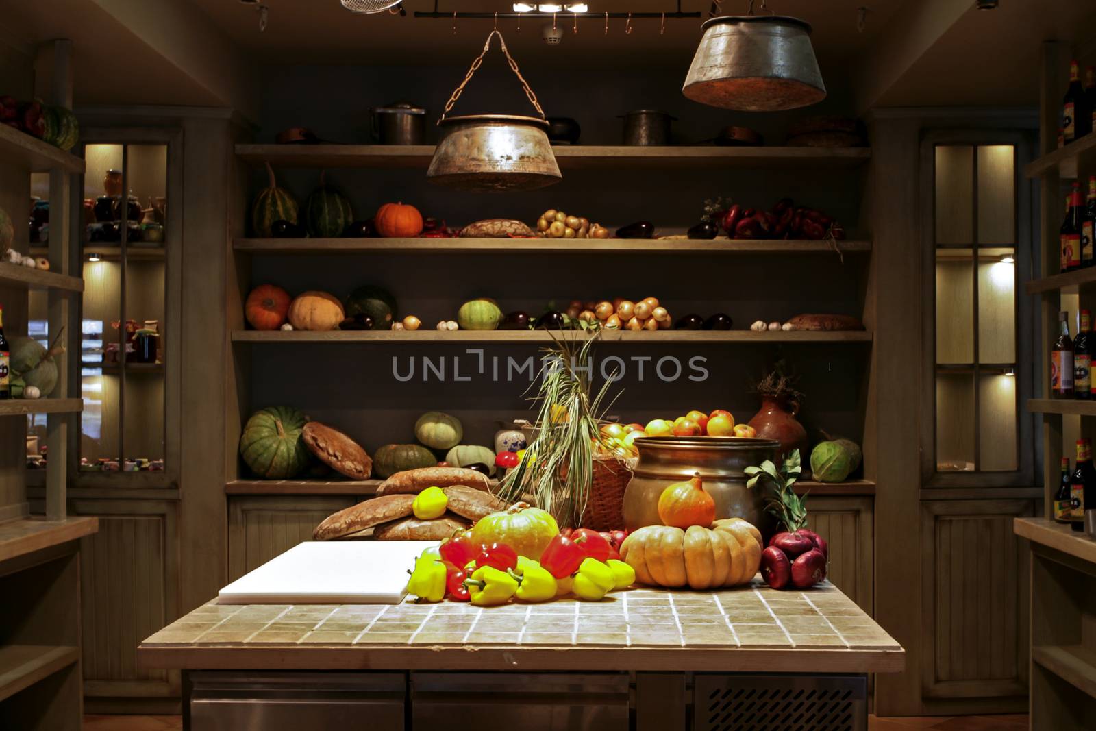 Many fresh vegetables in kitchen by Anelik