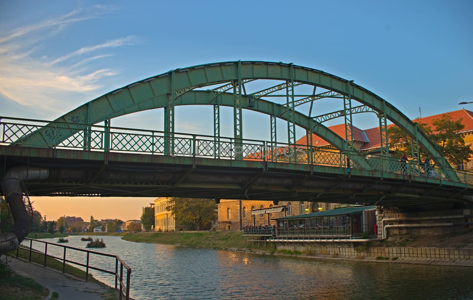 Steel bridge that crosses Begej river in Zrenjanin, Serbia by sheriffkule