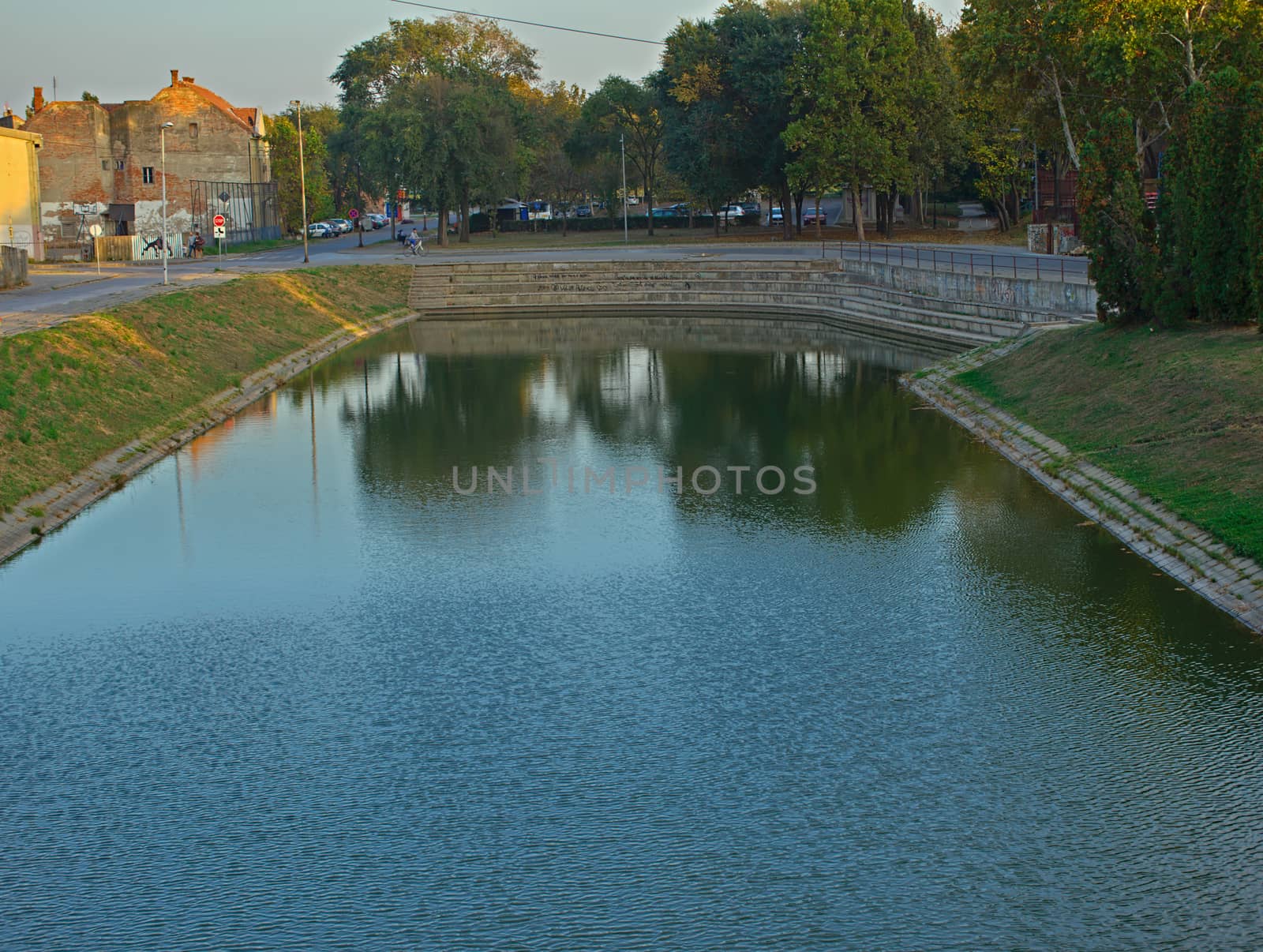 ZRENJANIN, SERBIA, OCTOBER 14th 2018 - River bank with a concrete dock by sheriffkule