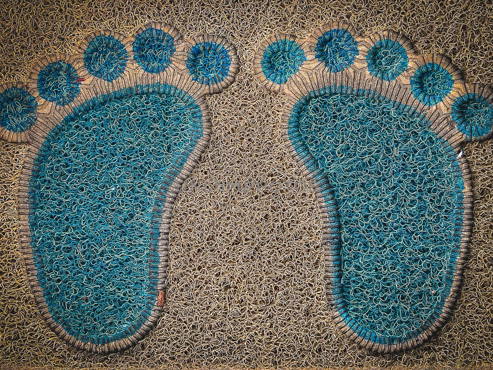 Blue and brown mat Wipe your feet