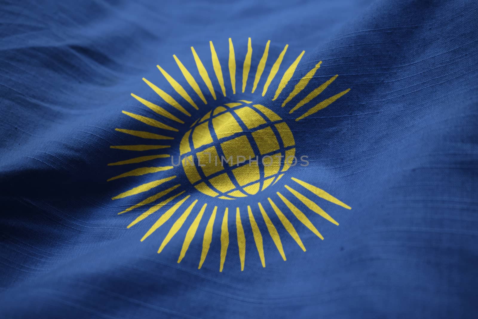 Closeup of Ruffled Commonwealth Flag, Commonwealth Flag Blowing  by shaadjutt36