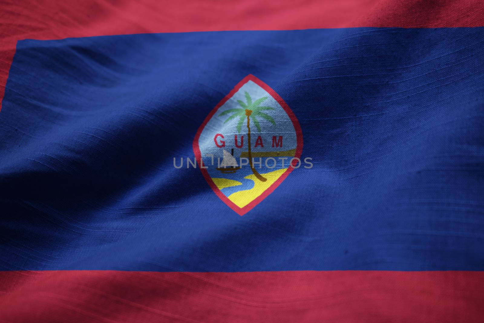 Closeup of Ruffled Guam Flag, Guam Flag Blowing in Wind by shaadjutt36