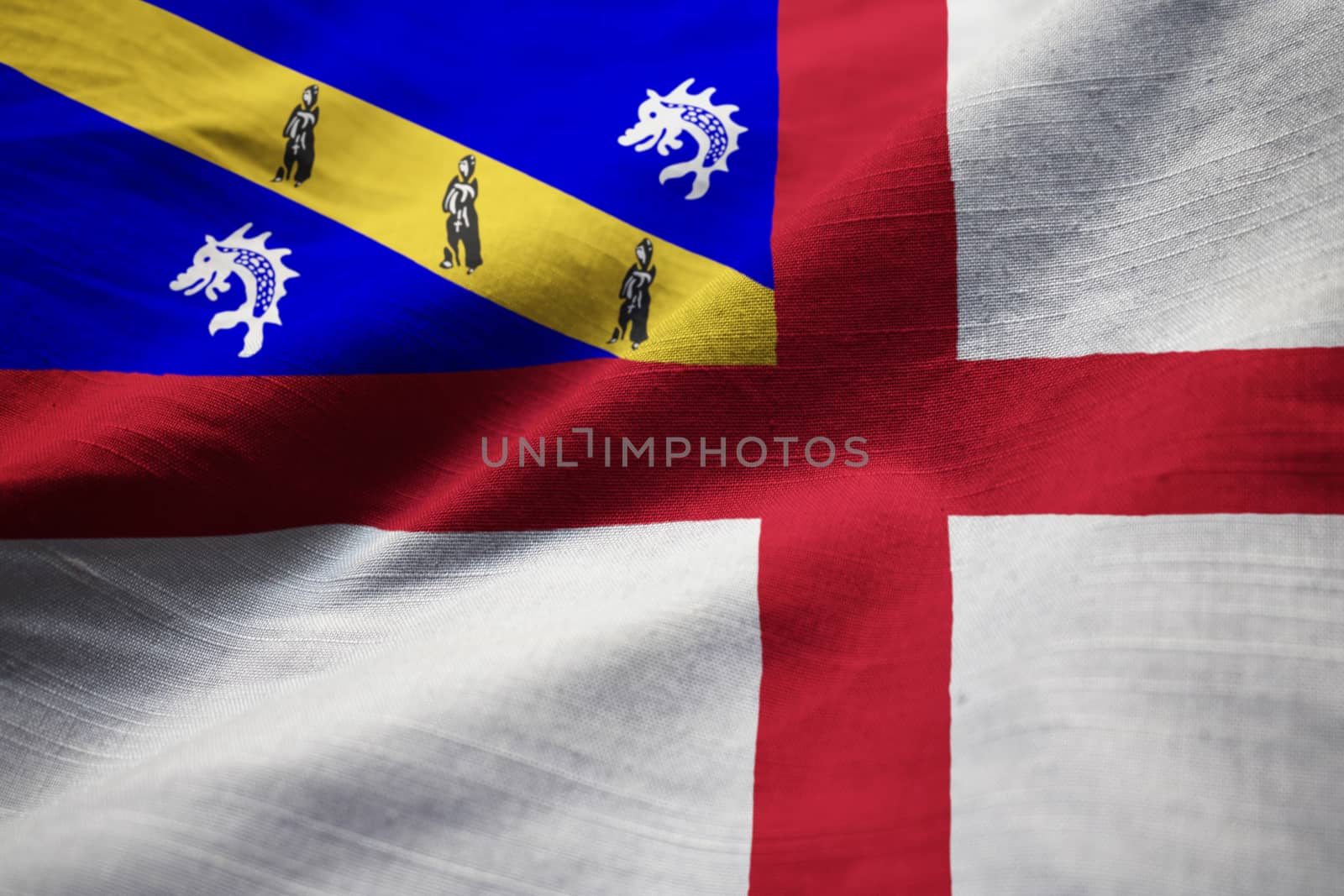 Closeup of Ruffled Herm Flag, Herm Flag Blowing in Wind by shaadjutt36