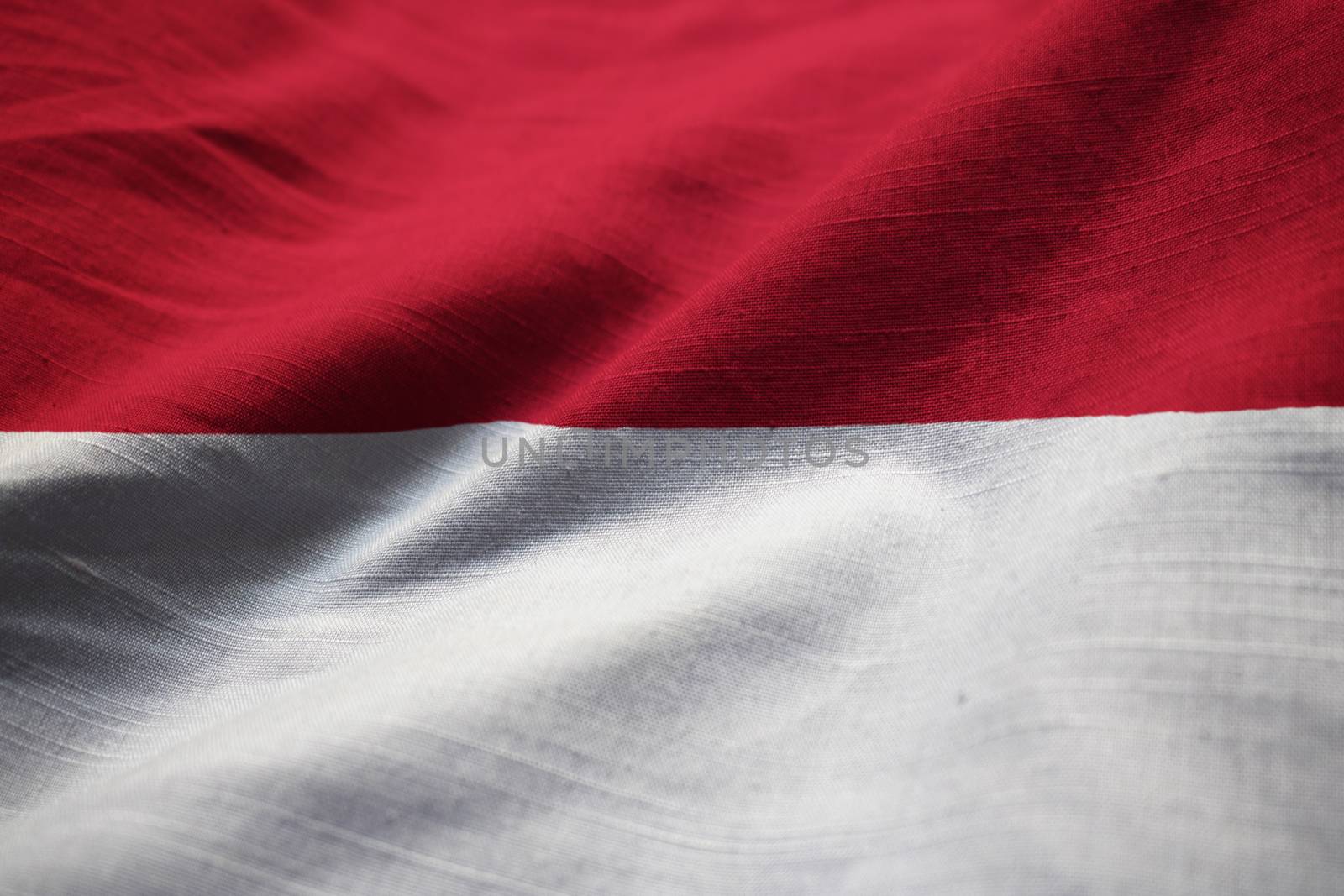 Closeup of Ruffled Monaco Flag, Monaco Flag Blowing in Wind by shaadjutt36