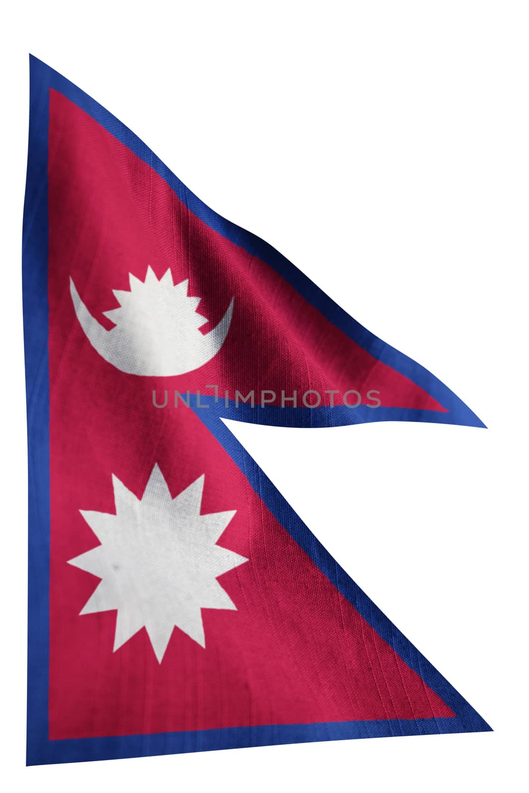 Closeup of Ruffled Nepal Flag, Nepal Flag Blowing in Wind by shaadjutt36