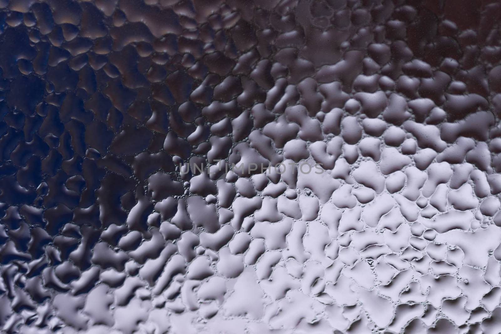Water drops on glass window close up with blurred background. Drops in macro. Condensate on window closeup. Wet air.