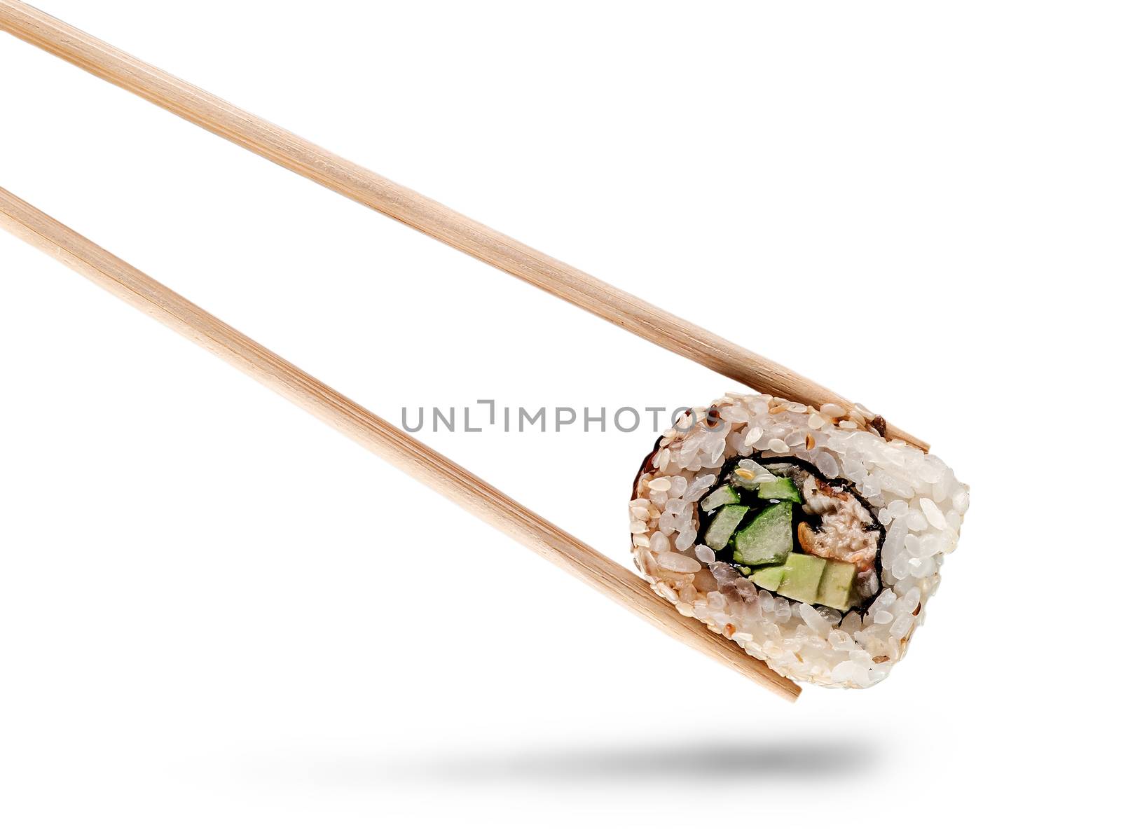 Sushi roll of california with chopsticks by Cipariss