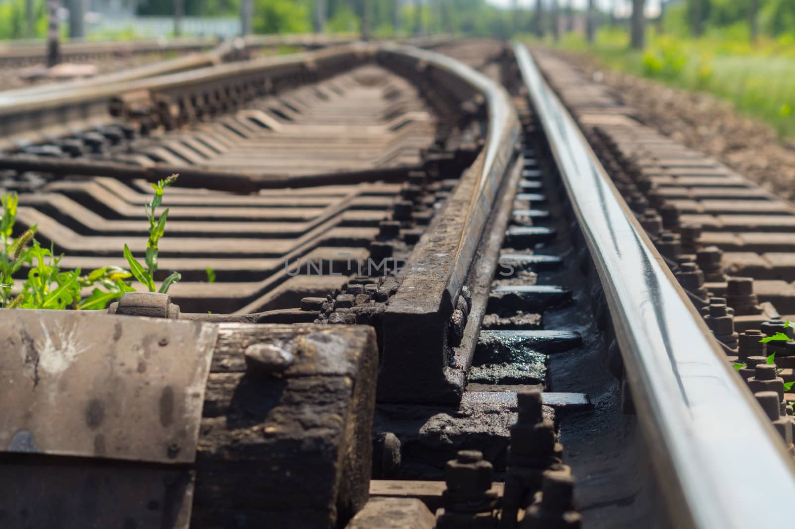 The railway arrow with sleepers for two ways, large view.