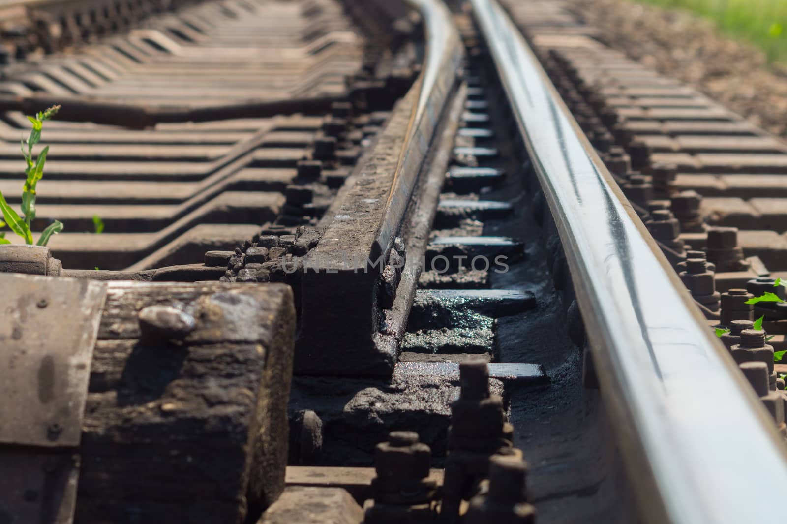 The railway arrow with sleepers for two ways, large view.