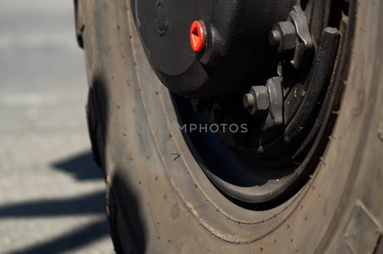 Wheel of military truck. Parade of victory in Ukraine.