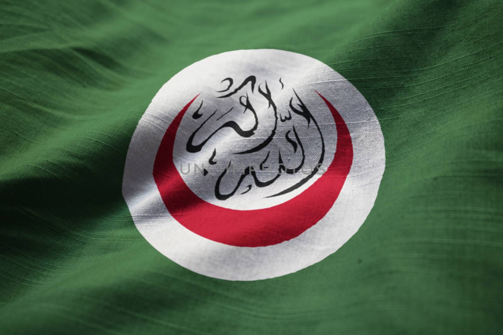 Closeup of Ruffled Organisation of Islamic Cooperation Flag, Org by shaadjutt36