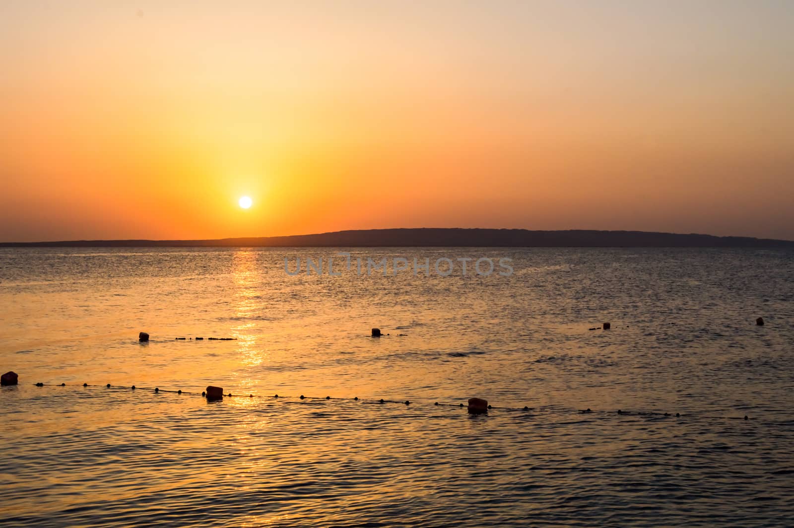 Sunset over the Red Sea seen from a hotel by Philou1000