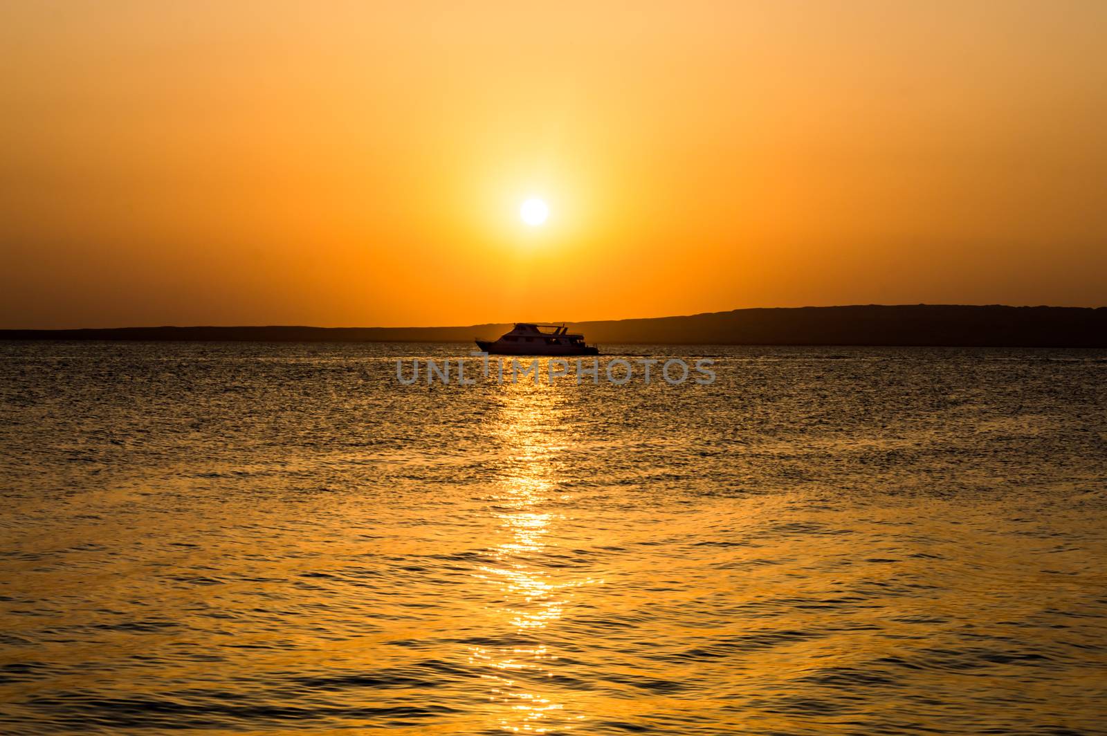 Sunrise over the Red Sea seen from a hotel near Hurghada in Egypt