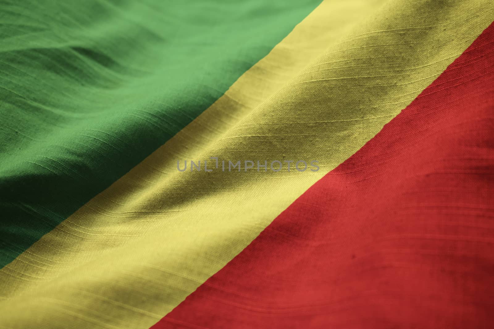 Closeup of Ruffled Republic of the Congo Flag, Republic of the C by shaadjutt36