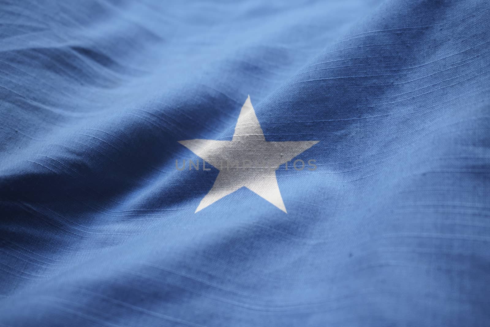Closeup of Ruffled Somalia Flag, Somalia Flag Blowing in Wind